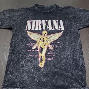 NIRVANA Black Mineral Wash Black T-Shirt In Utero